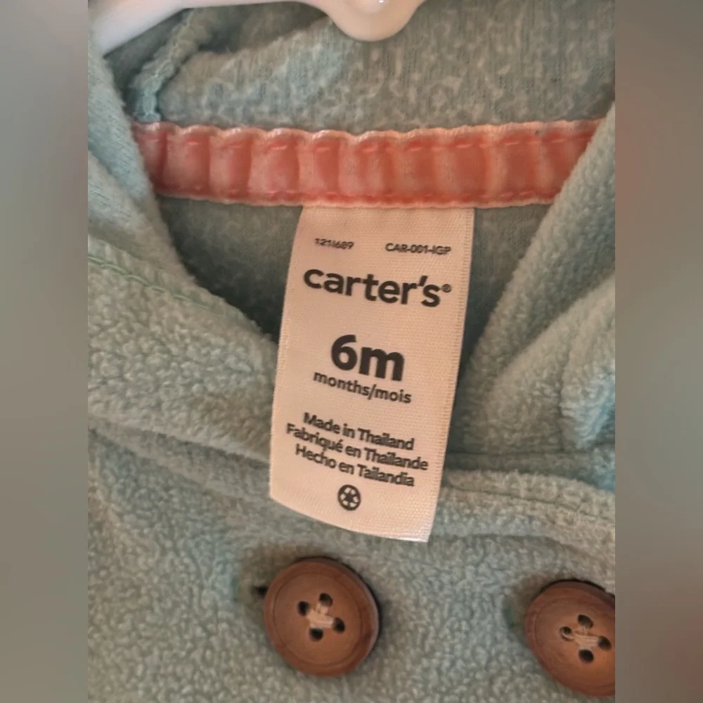 Kids Light Mint Blue Hooded Soft Jacket 6 Months